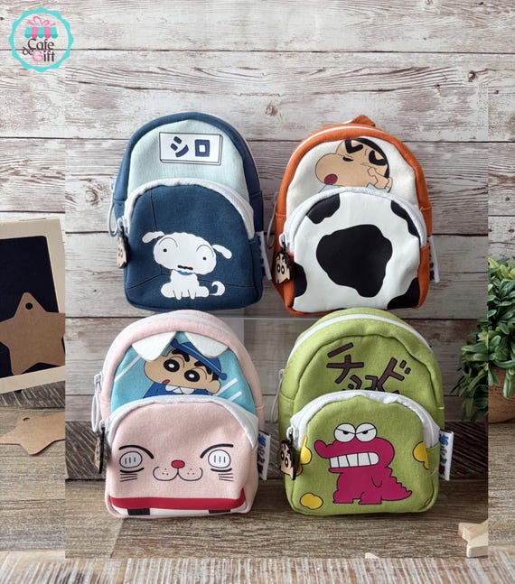 cute character mini backpacks Crayon Shin Chan Mini Backpack Pouch, Pouch Bag Clip, Chocobi Mini Backpack,  Canvas Pouch, Mini Pouch Charm, Cute Bag Charm