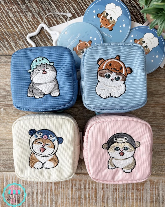 Mofusand Mini Pouch Bag Clip, Mofusnad Mini embroidered pouch, Pouch Bag Charm, Accessory for Bag