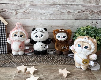 Mofusand Fluffy Plush Bag Clip, Mofusnad Animal Costumes Series, Mofusand Plush Bag Charm, Accessory for Bag