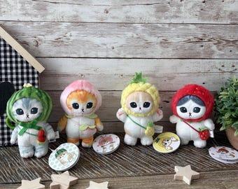 Mofusand Plush Bag Clip, Mofusnad Fruits Costumes Series, Mofusand Plush Bag Charm, Accessory for Bag