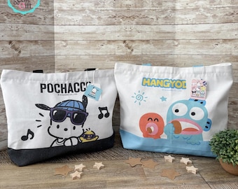 Bolso de mano ecológico de lona Sanrio, bolso de hombro ecológico Pochacco, bolso ecológico Hangyodon, bolso ecológico de lona con personajes de Sanrio