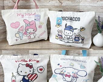 Sanrio Canvas Eco Tote Bag, Cinnamoroll Eco Shoulder Bag, Hello Kitty Eco Bag, Kuromi Canvas Eco Bag, Pochacco Eco Bag