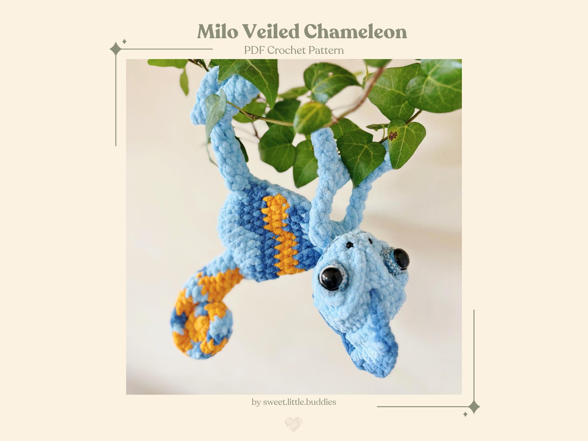 30 Chameleon Crochet Patterns to Stitch for Gifts, Decor, and Playful Amigurumi 12 Milo the Veiled Chameleon Crochet Pattern (PDF) - MOD