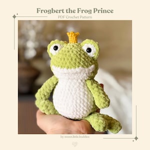 Frog Crochet Pattern / Low-Sew / Frogbert the Frog Prince