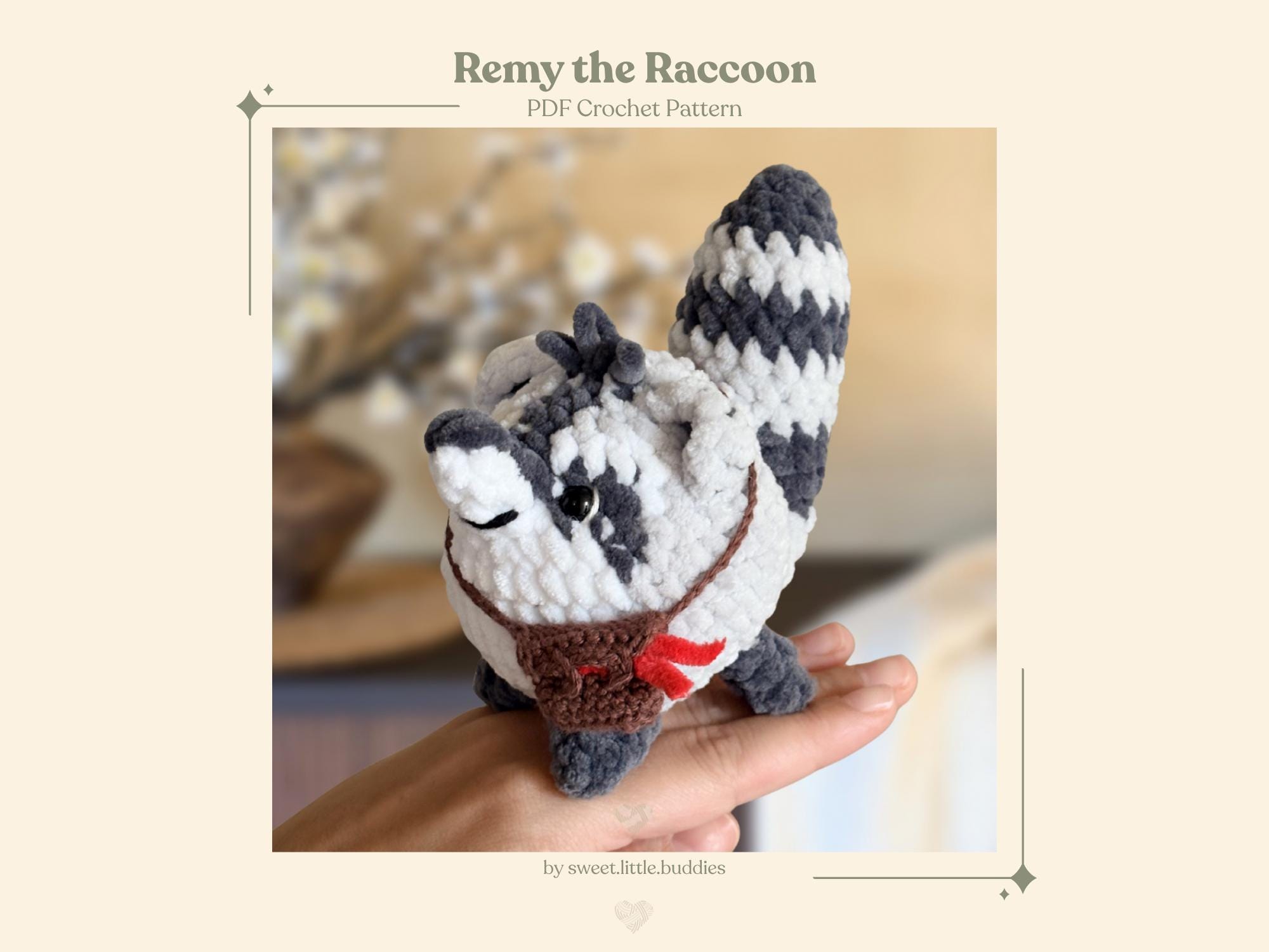 30 Raccoon Crochet Patterns for Woodland Amigurumi, Plushies, and Loveys 33 Remy the Low-Sew Raccoon Pattern