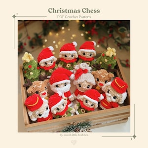 Patrón de crochet 7 en 1 / Colección de ajedrez navideño / Descarga digital / PDF