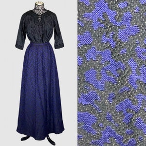 Antique Victorian Skirt, 1900s Purple Indigo Silk Wool Trained Skirt, Small 26 Waist image 1
