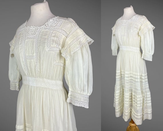 1910s Lingerie Dress, Edwardian Dress, Antique Pa… - image 4