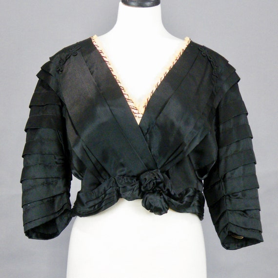 Victorian Blouse, Black Silk Charmeuse Antique Blo