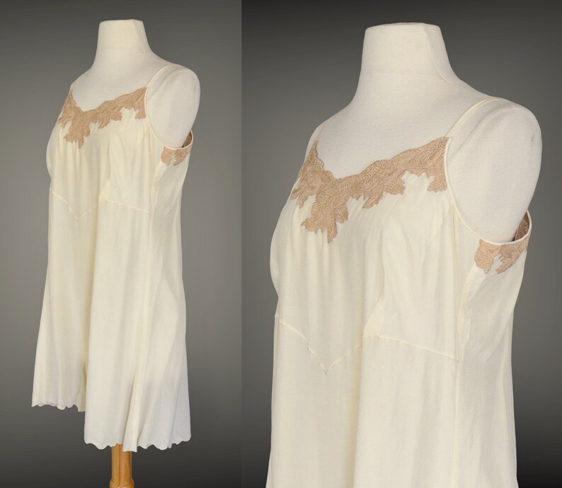 Vintage 1920s Step In, 20s Chemise Combination, 1920s Silk Ecru Lace Lingerie, image 4