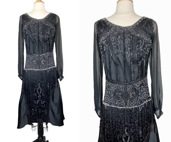 Vintage 1920s Dress, Art Deco Beaded 20s Dress, X… - image 5