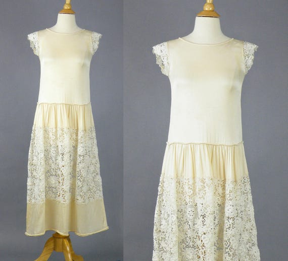 cream 1920s dress