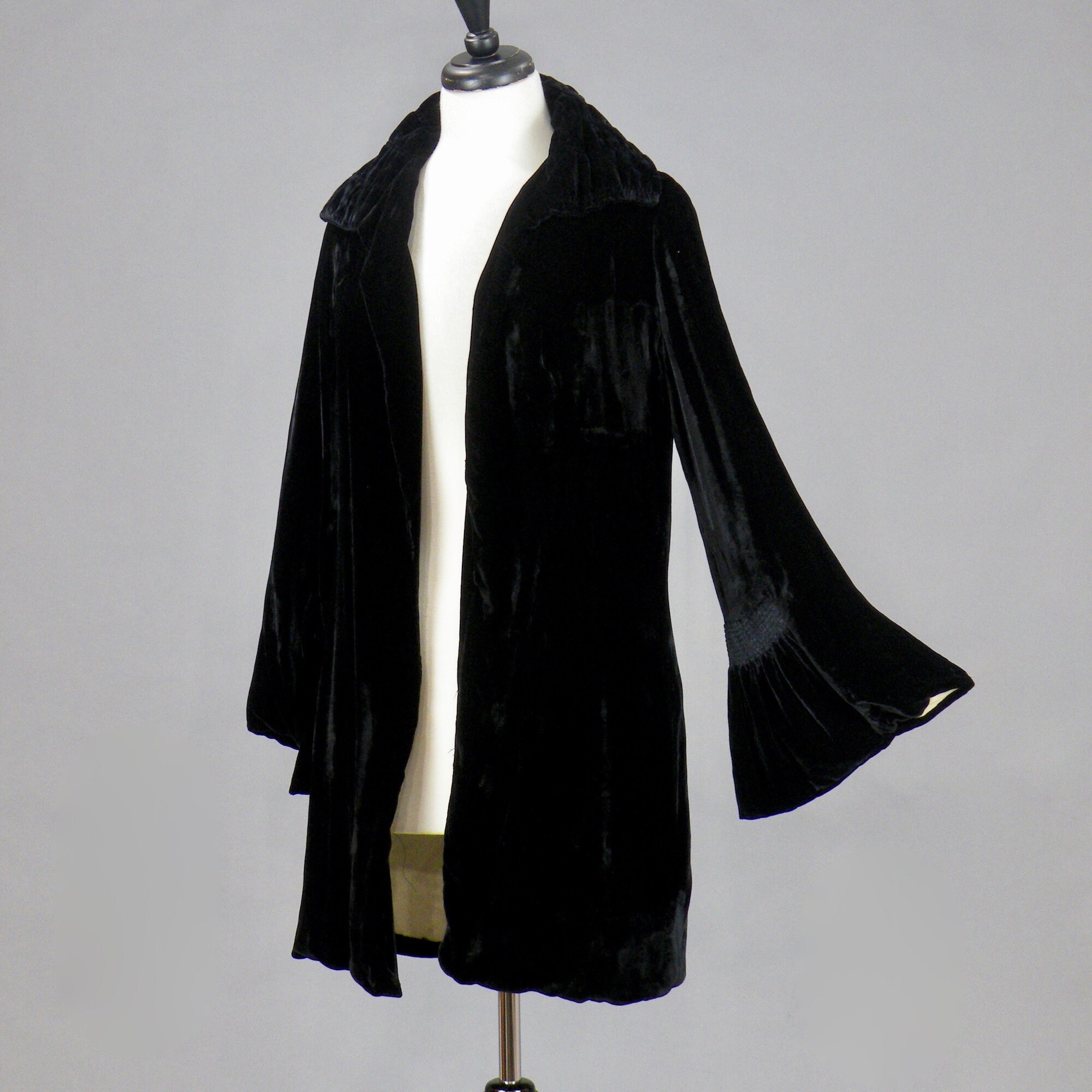 Vintage 1920s Silk Velvet Jacket, 20s Coat, Ruched Black Art Deco ...