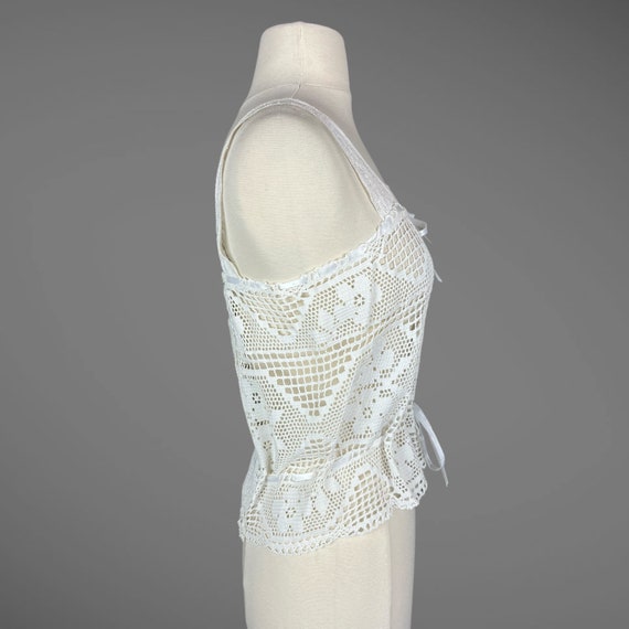 Vintage White Crochet Lace Camisole Top, Adjustab… - image 6