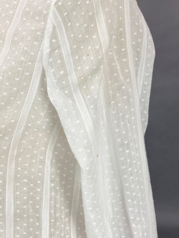 Antique 1920s White Dotted Swiss Blouse with Scal… - image 8