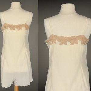 Vintage 1920s Step In, 20s Chemise Combination, 1920s Silk Ecru Lace Lingerie, image 6