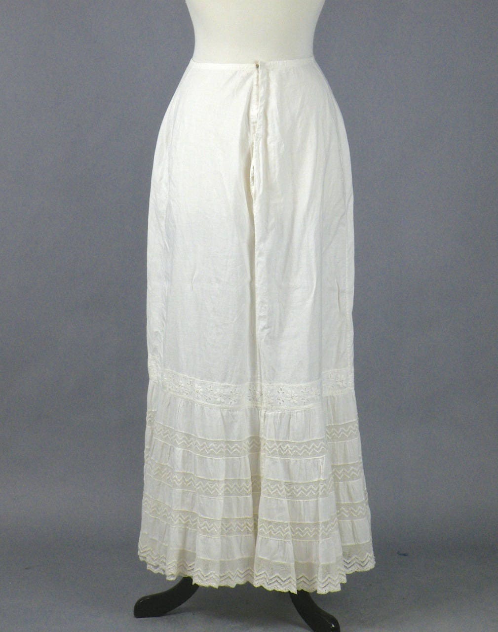Antique Edwardian Petticoat, 1910s White Cotton and Lace Skirt Slip ...
