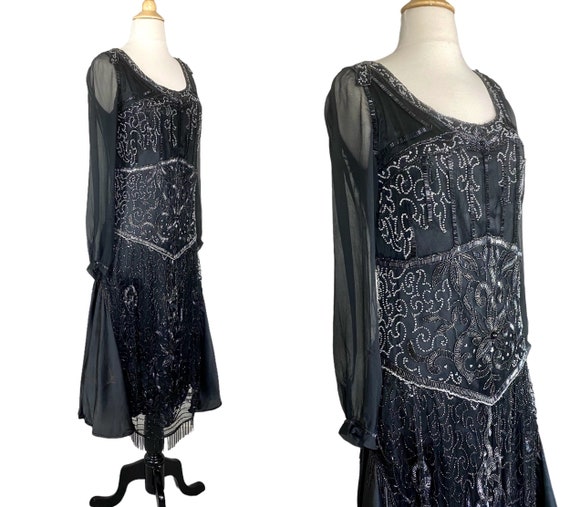 Vintage 1920s Dress, Art Deco Beaded 20s Dress, X… - image 7