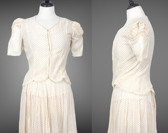 1940s Sheer Cotton Dress Set, Vintage 40s Maxi Sk… - image 2