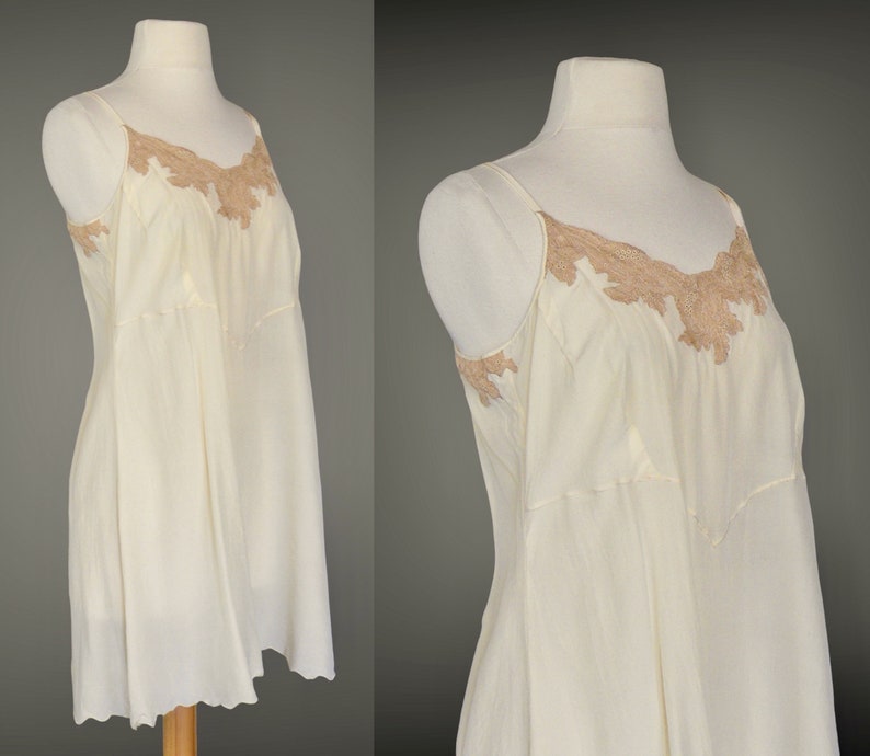 Vintage 1920s Step In, 20s Chemise Combination, 1920s Silk Ecru Lace Lingerie, image 8