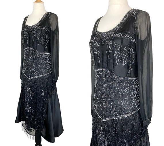 Vintage 1920s Dress, Art Deco Beaded 20s Dress, X… - image 3