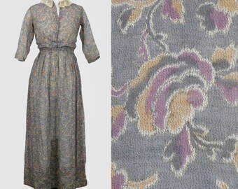 1910s Dress, 2pc Edwardian Skirt and Blouse, Sheer Floral Roses Print Antique Day Dress
