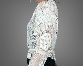 トップス 1900s Silk Maltese Lace Blouse Antique Silk Maltese Lace Bodice circa 1911
