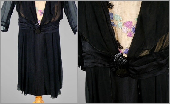 Vintage 1920s Dress, 20s Beaded Net Silk Dress, G… - image 7