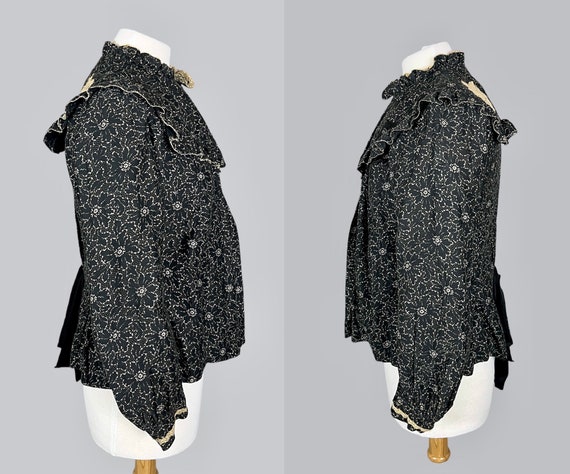 Antique 1890s 1900s Floral Cotton Print Blouse, L… - image 3