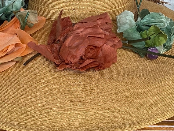 Vintage 1930s Wide Brim Straw Cartwheel Hat with … - image 10