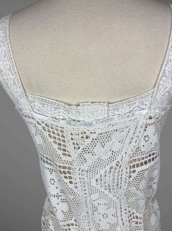 Vintage White Crochet Lace Camisole Top, Adjustab… - image 5