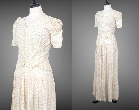 1940s Sheer Cotton Dress Set, Vintage 40s Maxi Sk… - image 3