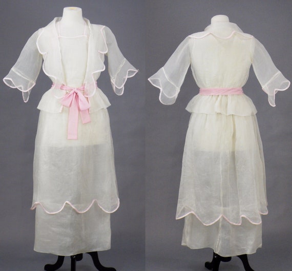 Edwardian Dress, Antique 1910s Dress, White Organd