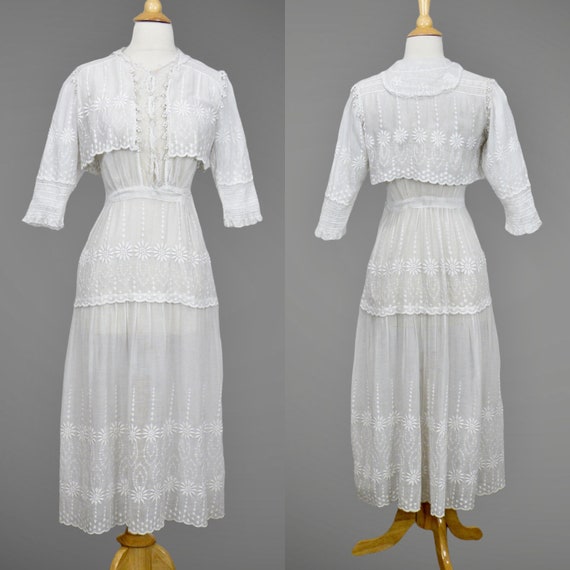 Antique Edwardian Dress, 1910s Lingerie Dress, Da… - image 3