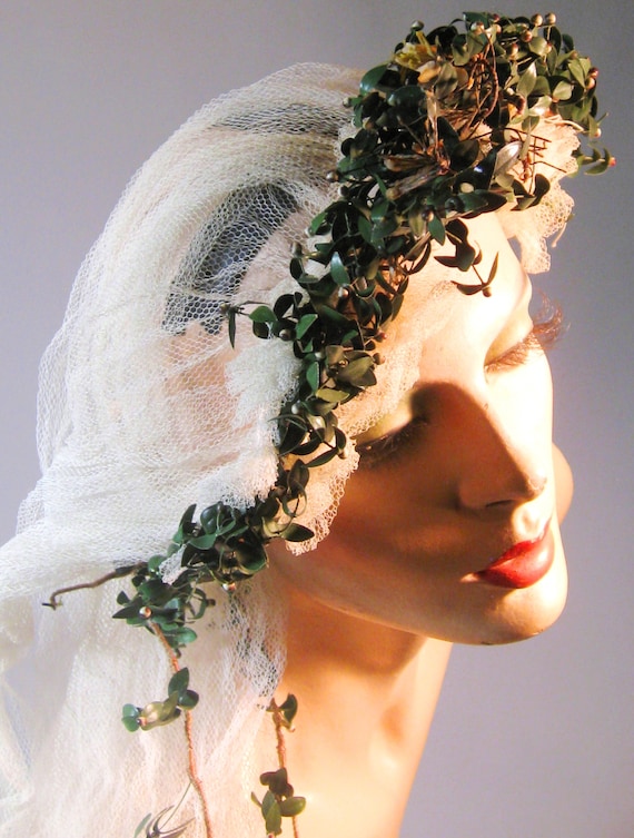 Vintage 1920s Wedding Veil, 20s Bridal Headpiece … - image 3