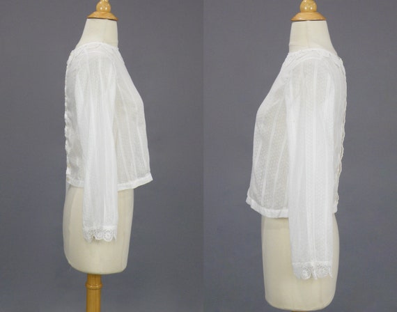 Antique 1920s White Dotted Swiss Blouse with Scal… - image 4