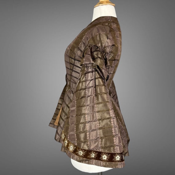 1860s Victorian Pagoda Sleeve Silk Bodice, Antiqu… - image 4