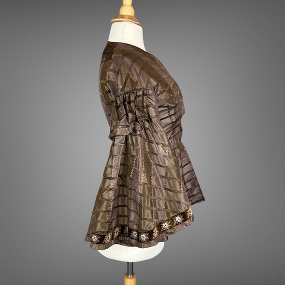 1860s Victorian Pagoda Sleeve Silk Bodice, Antiqu… - image 6