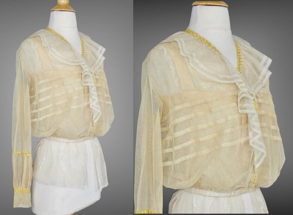 Edwardian Blouse, Antique 1900s Net Lace Blouse w… - image 7