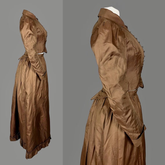 Victorian 1890s Dress, 2pc Brown Silk Victorian B… - image 7