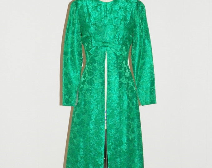 Vintage 60s Suzy Perette Dress Emerald Green Silk Damask Etsy