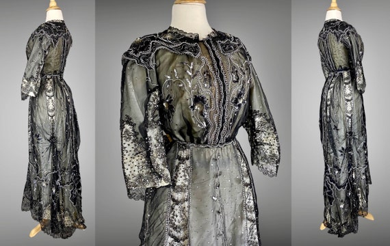 Early 1900s Victorian Edwardian Dress, Antique Se… - image 6