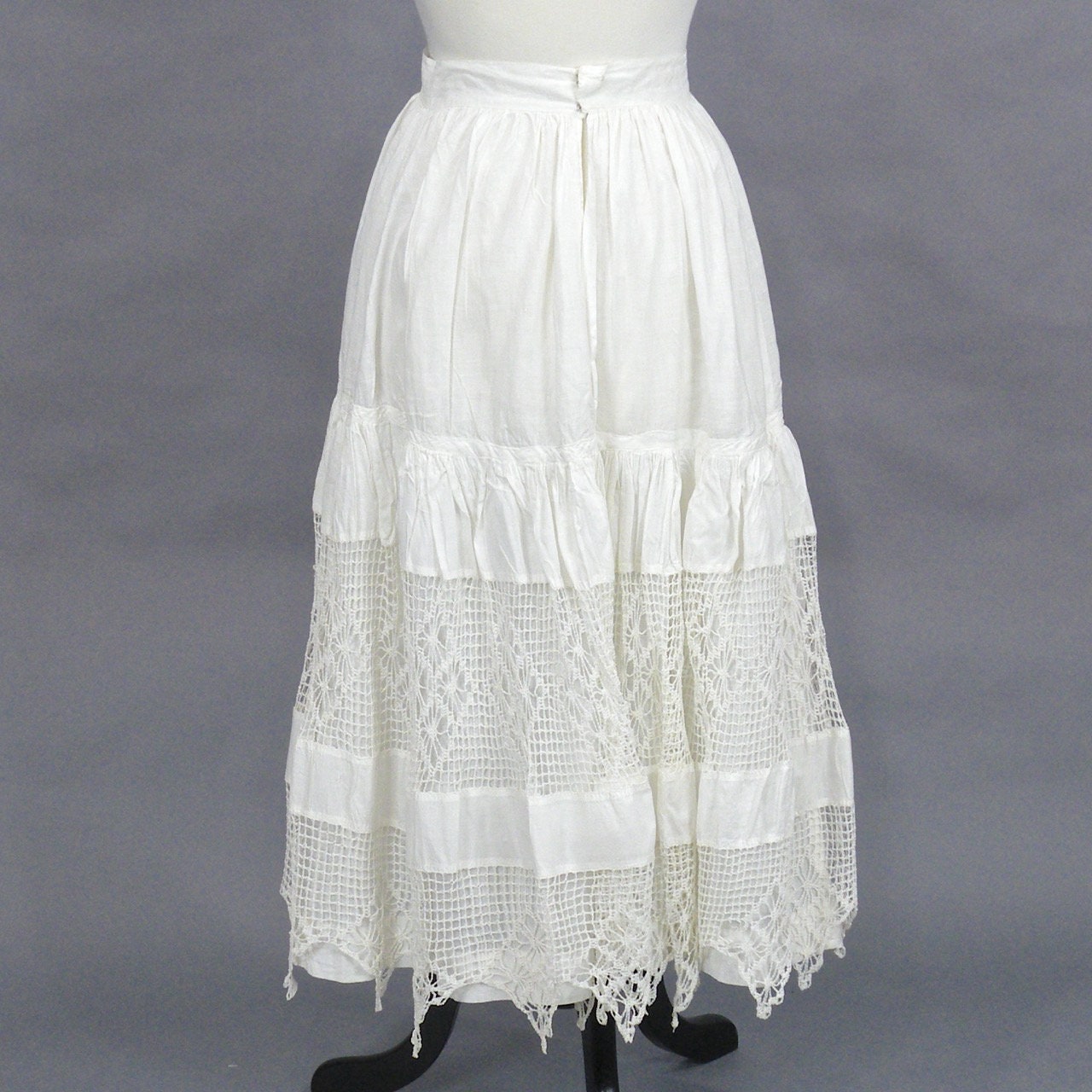 Edwardian Skirt, 1900s 1910s White Cotton Crochet Lace Skirt, Antique ...