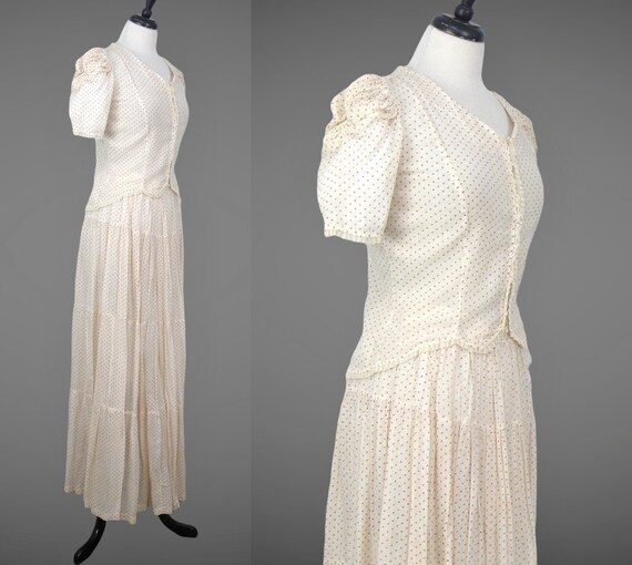 1940s Sheer Cotton Dress Set, Vintage 40s Maxi Sk… - image 5