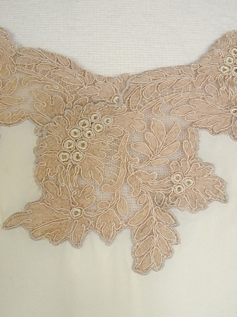 Vintage 1920s Step In, 20s Chemise Combination, 1920s Silk Ecru Lace Lingerie, image 3