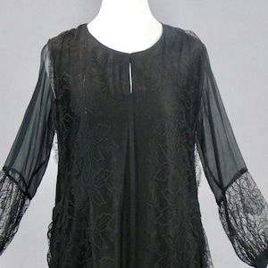 1920s Dress, Vintage 20s Dress, Black Silk Lace Jazz Age Dress, Large