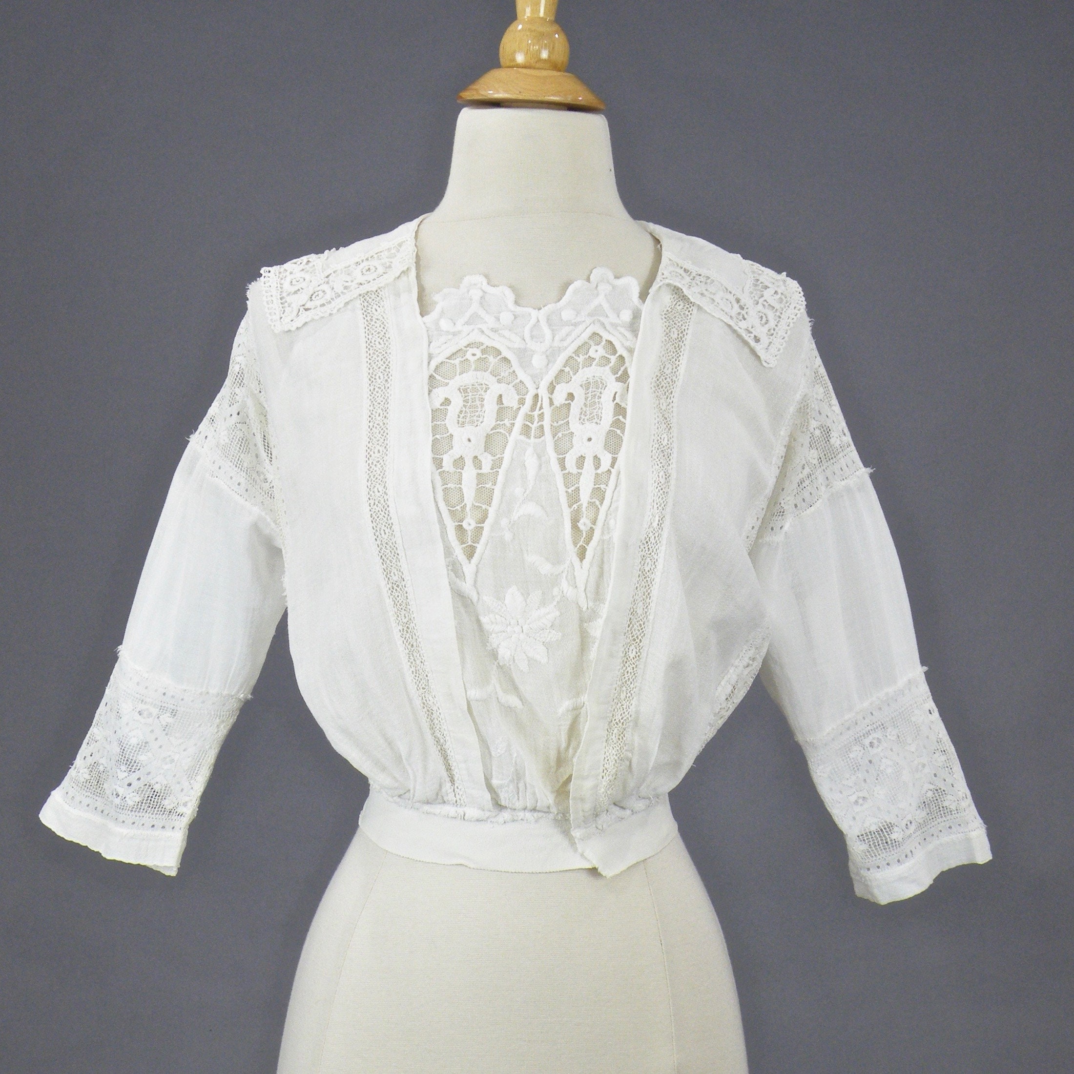 HOLD Edwardian Blouse, Antique 1900s Blouse, Embroidered White Cotton ...