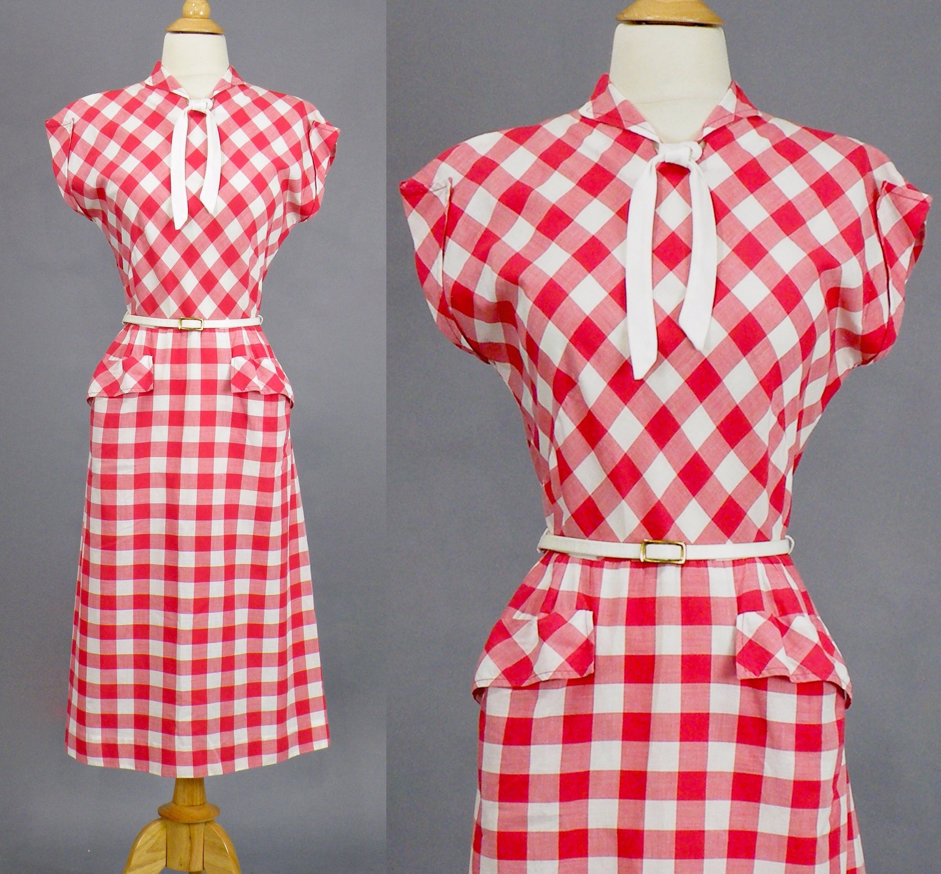 red and white checkered dress