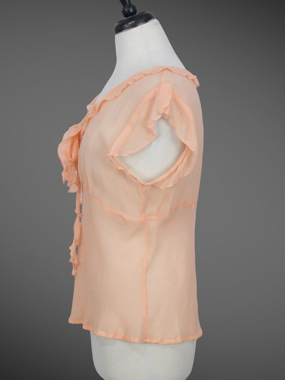 1930s Blouse, Vintage 30s Sheer Silk Chiffon Flut… - image 3