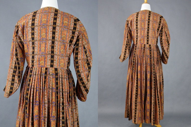 Antique Victorian Wool Paisley Dress 1800s Dress Paisley image 6